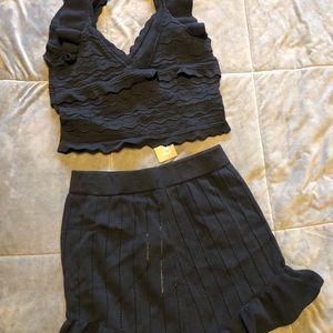 Premium Pointelle Ruffle Knit Short Set